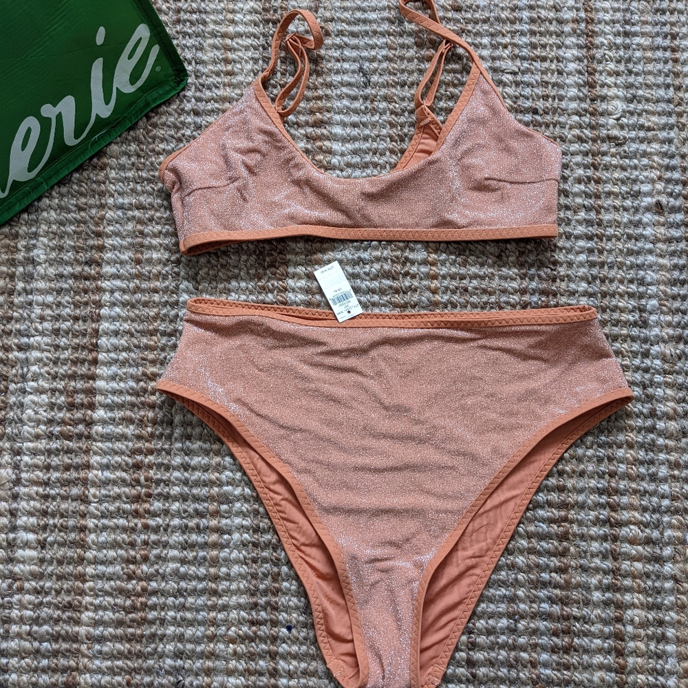 NWT Aerie Shimmer High Waisted Bikini Bottoms